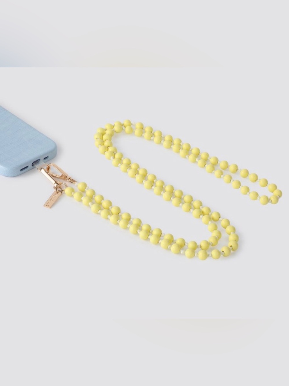 NIB Yellow Beaded Crossbody phone Strap with Gold Hardware